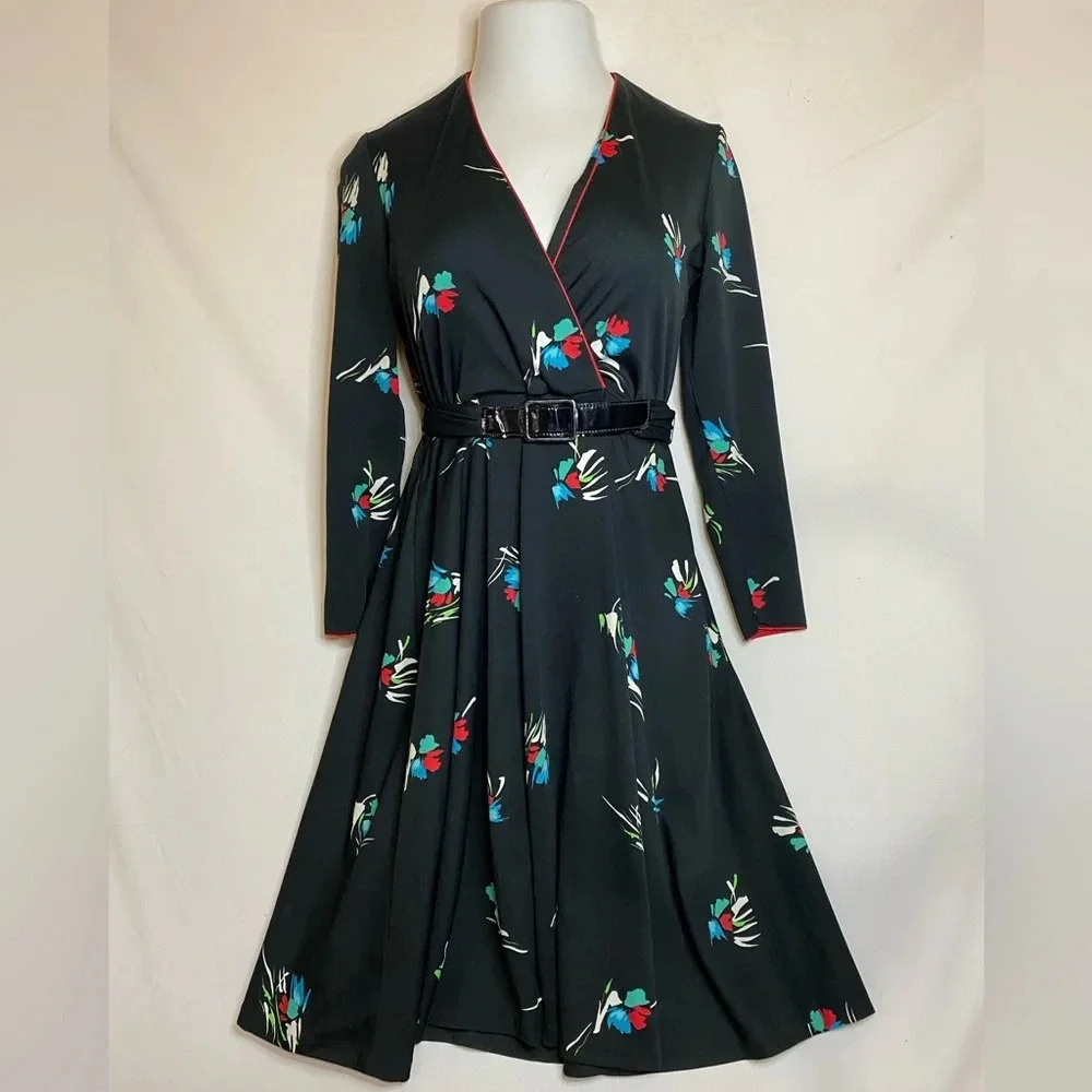 Vintage Andrea Gayle Dress Abstract Flower Print, Size M